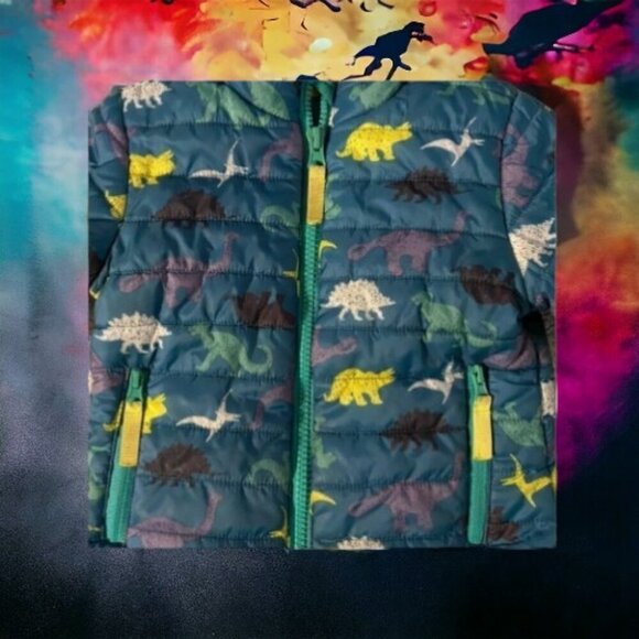 Cat & Jack Girl’s Dinosaur Coat & Mittens - Picture 5 of 7